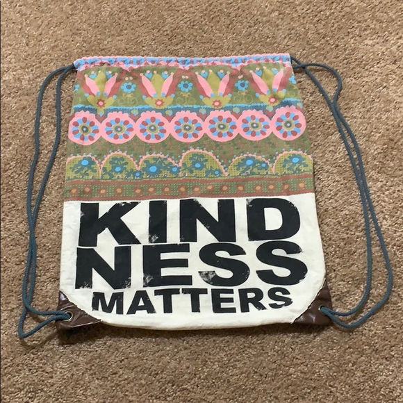 Accessories - ‘Kindness Matters’ Floral Drawstring backpack